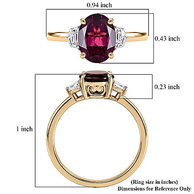 AAA Radiant Ember Garnet and Luxuriant Lab Grown Diamond E-F VS 3.25 ctw Berry Glow Ring in 10K Yellow Gold (Size  5.0)