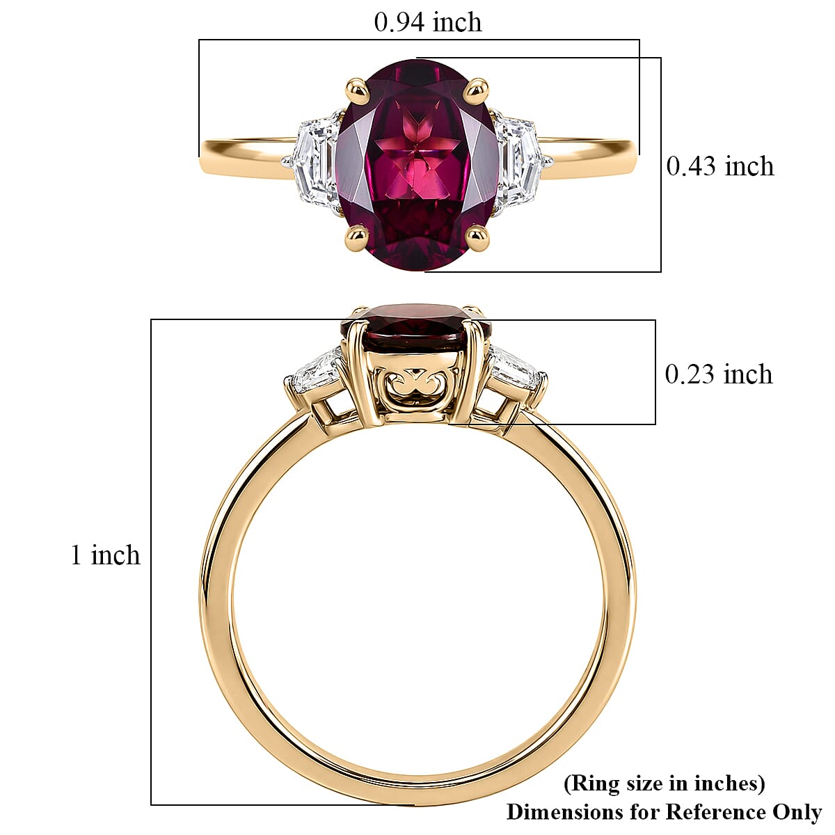 AAA Radiant Ember Garnet and Luxuriant Lab Grown Diamond E-F VS 3.25 ctw Berry Glow Ring in 10K Yellow Gold (Size  9.0) image number 5
