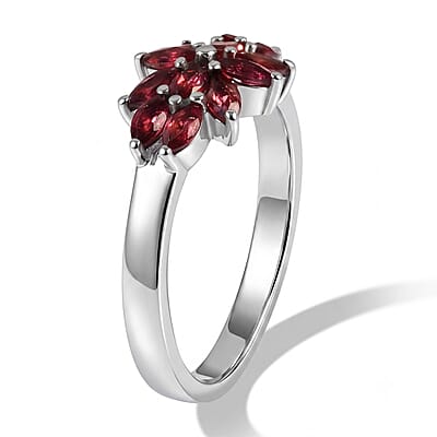 EverTrue Orissa Rose Garnet 1.25 ctw Cluster Ring in Stainless Steel (Size 7.0)