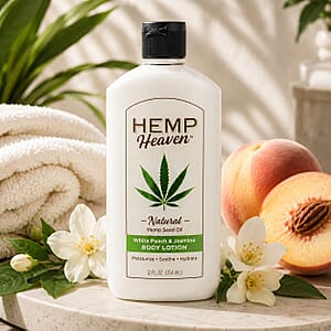 Hemp Heaven Natural Hemp Seed Oil Body Lotion (12oz) White Peach & Jasmine