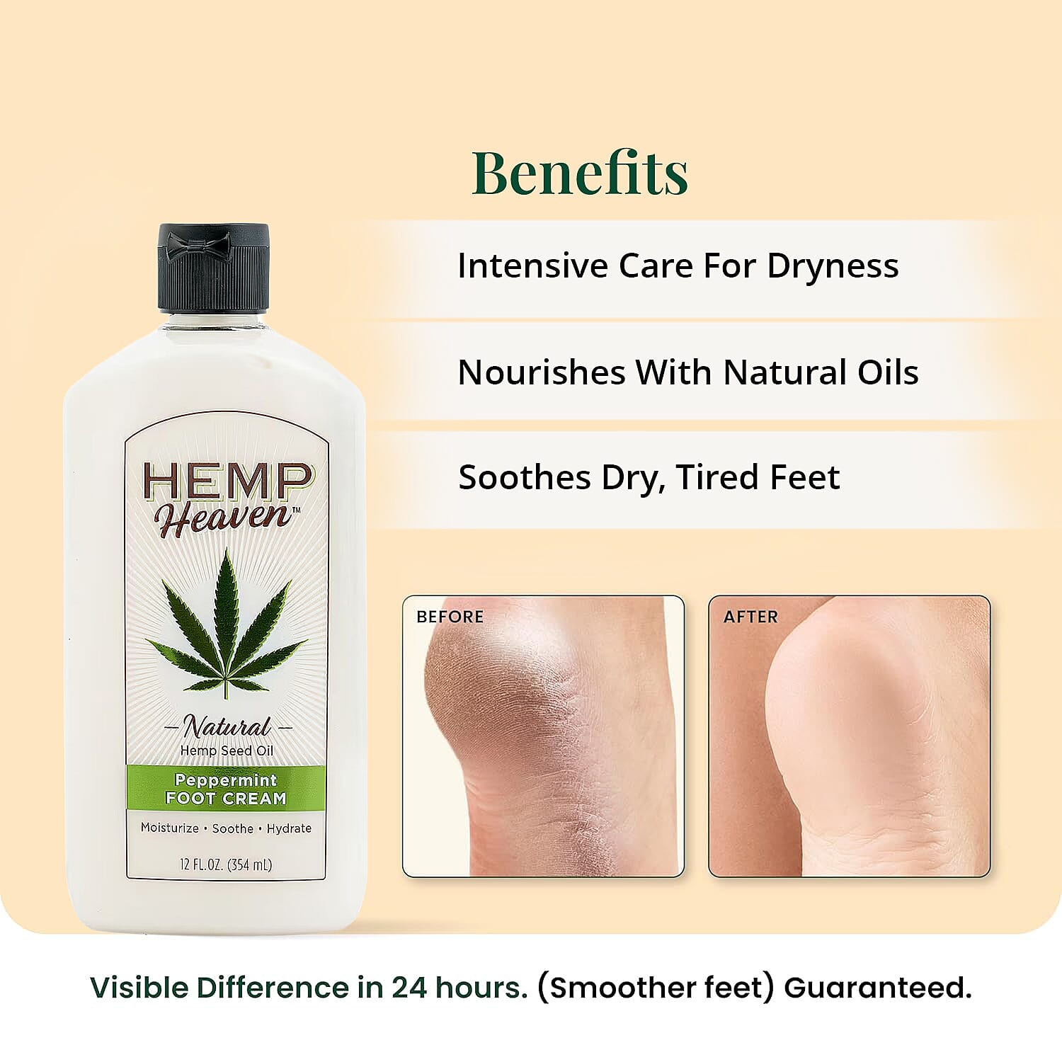 Hemp Heaven Natural Hemp Seed Oil Foot Cream (12oz) Peppermint