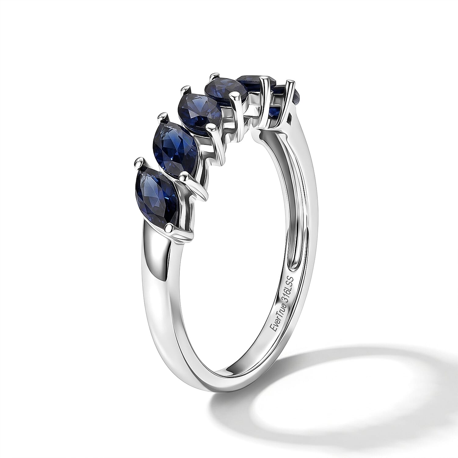 EverTrue Lab Created Blue Sapphire 1.70 ctw Ring in Stainless Steel (Size 8.0)