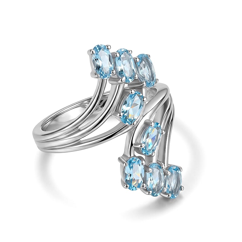 EverTrue Swiss Blue Topaz 1.25 ctw Ring in Stainless Steel (Size 7.0)