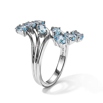 EverTrue Swiss Blue Topaz 1.25 ctw Ring in Stainless Steel (Size 7.0)