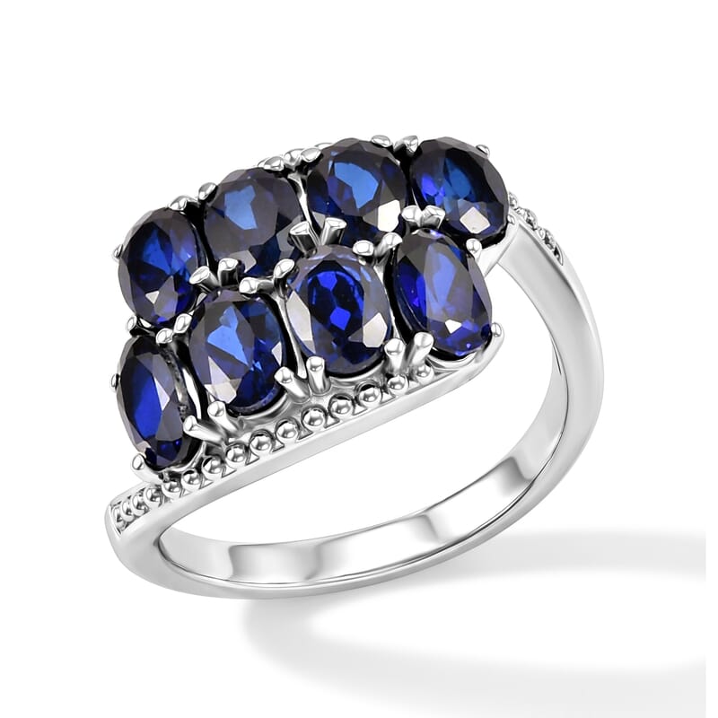 EverTrue Lab Created Blue Sapphire 5.00 ctw Ring in Stainless Steel (Size 8.0)