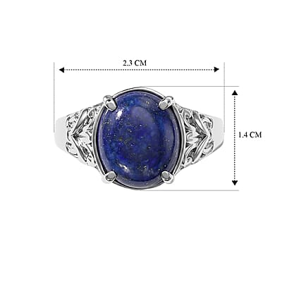 EverTrue Lapis Lazuli 5.40 ctw Solitaire Ring in Stainless Steel (Size 6.0)