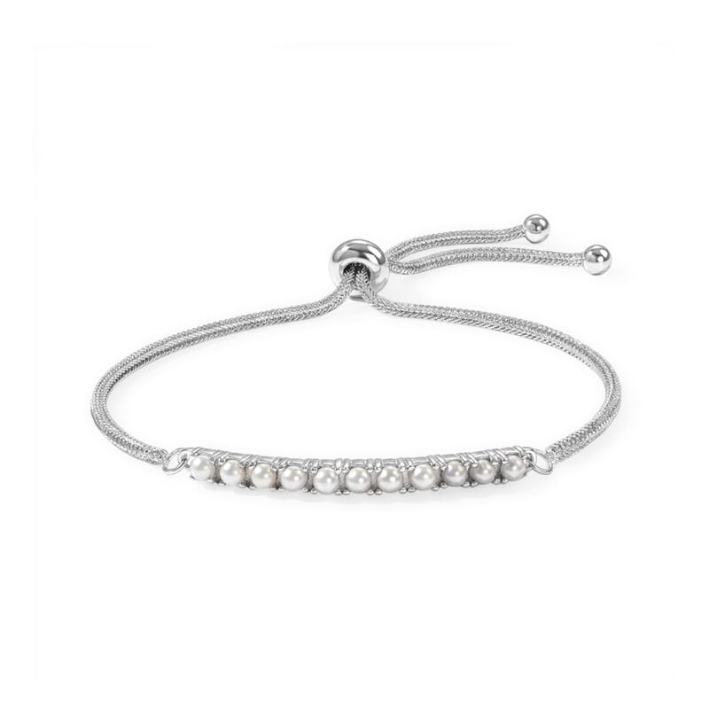 EverTrue Freshwater Pearl Bolo Bracelet in Stainless Steel