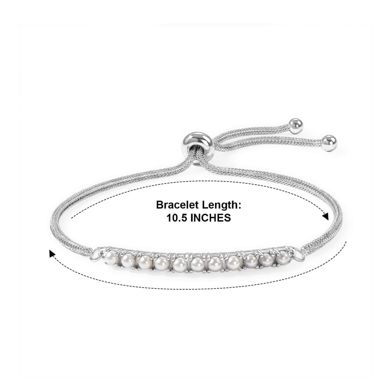 EverTrue Freshwater Pearl Bolo Bracelet in Stainless Steel
