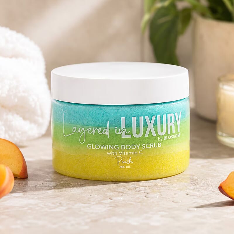 BLOSSOM Layered in LUXURY Peach 10.14oz Glowing Body Scrub Balm w/Vitamin C C/P 24