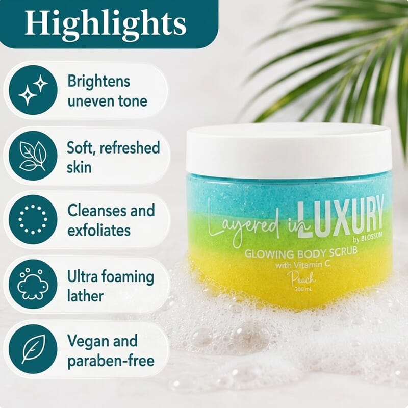BLOSSOM Layered in LUXURY Peach 10.14oz Glowing Body Scrub Balm w/Vitamin C C/P 24