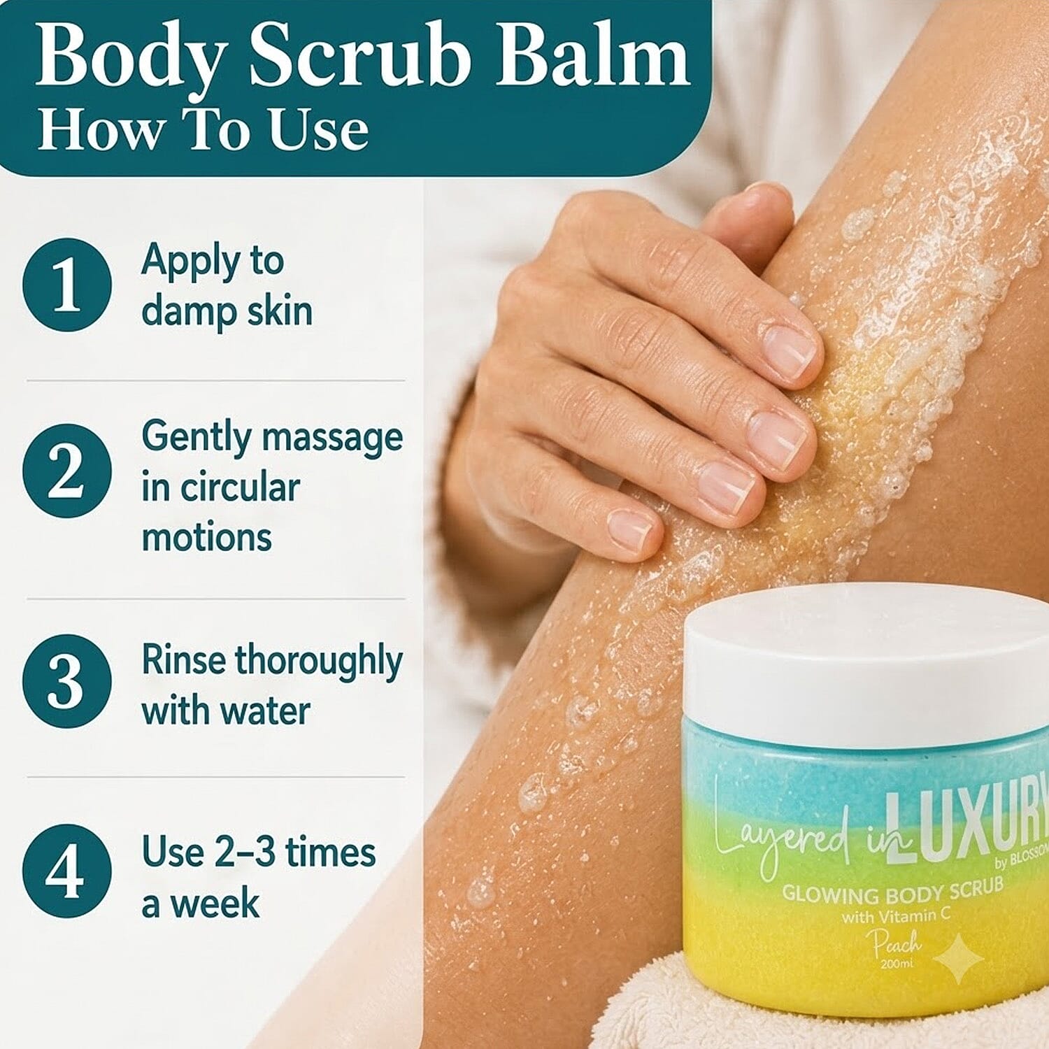 BLOSSOM Layered in LUXURY Peach 10.14oz Glowing Body Scrub Balm w/Vitamin C C/P 24