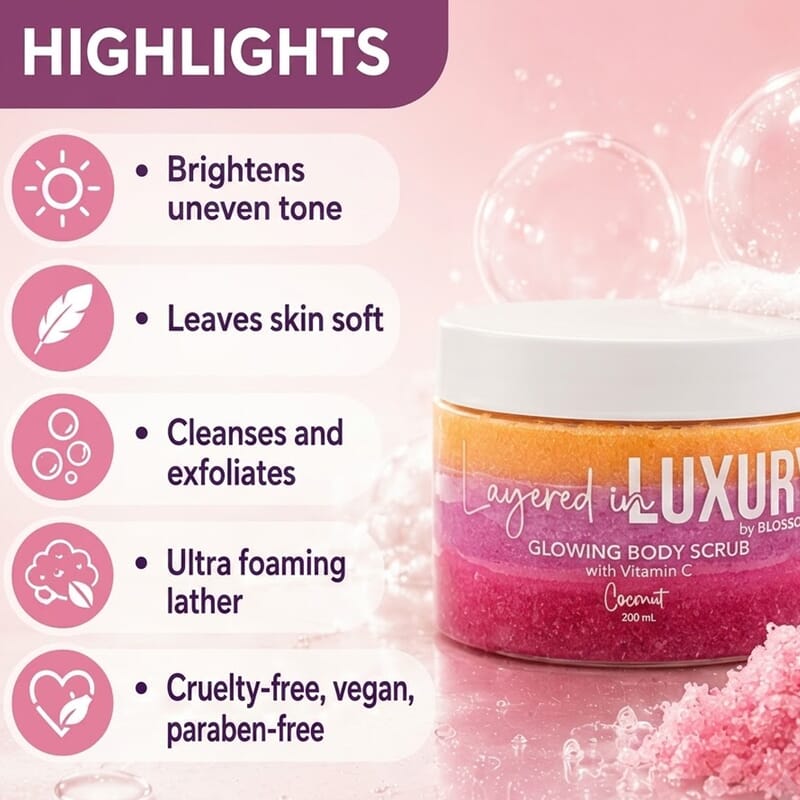 BLOSSOM Layered in LUXURY Coconut 10.14oz Glowing Body Scrub Balm w/Vitamin C C/P 24