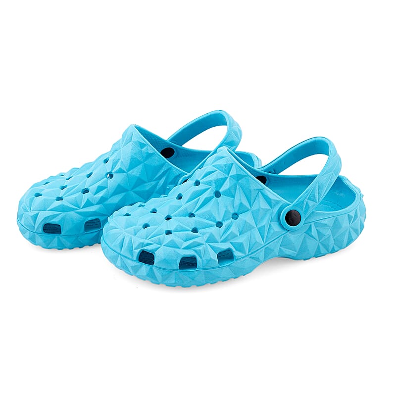 Royal Deluxe Blue Quilt Pattern Strap Clogs-5