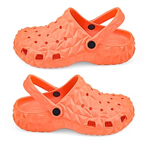 Royal Deluxe Orange Quilt Pattern Strap Clogs-5