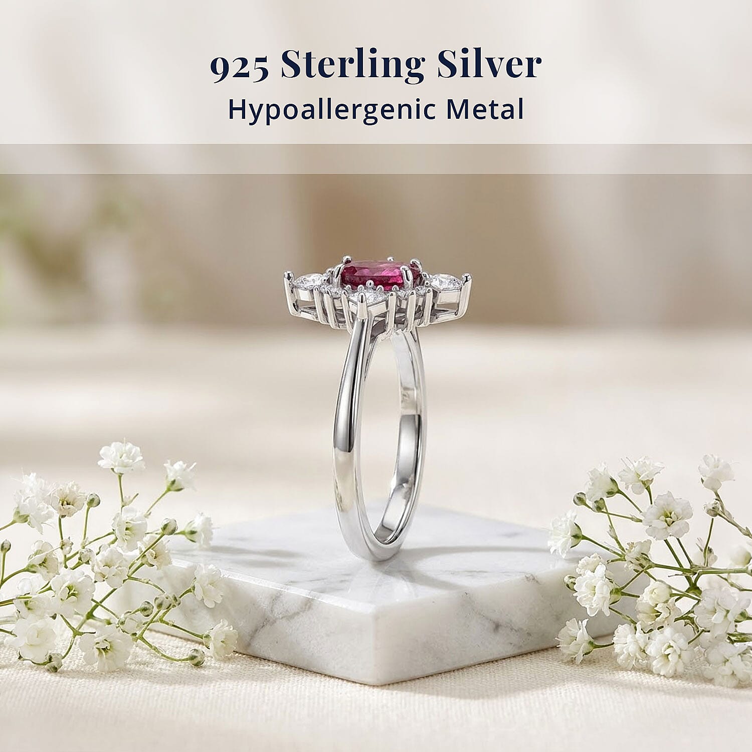 D'Joy Malawi Magenta Garnet and White Zircon 0.90 ctw Midnight Halo Ring in Rhodium Over Sterling Silver (Size 6.0)
