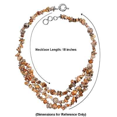 EverTrue Crazy Lace Agate and Graphic Jasper 310.00 ctw Chips Beaded Necklace in Platinum Bond 18-19 Inches