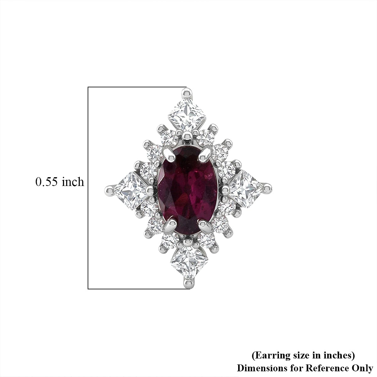 D'Joy Malawi Magenta Garnet and White Zircon 1.80 ctw Midnight Halo Earrings in Rhodium Over Sterling Silver image number 4