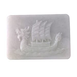 Natural Jade Dragon Boat Carved Decoration 150.00 ctw