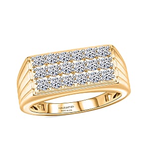 Luxuriant Lab Grown Diamond G-H SI 1.00 ctw Men's Ring in 18K Vermeil Yellow Gold Over Sterling Silver (Size 10.0)