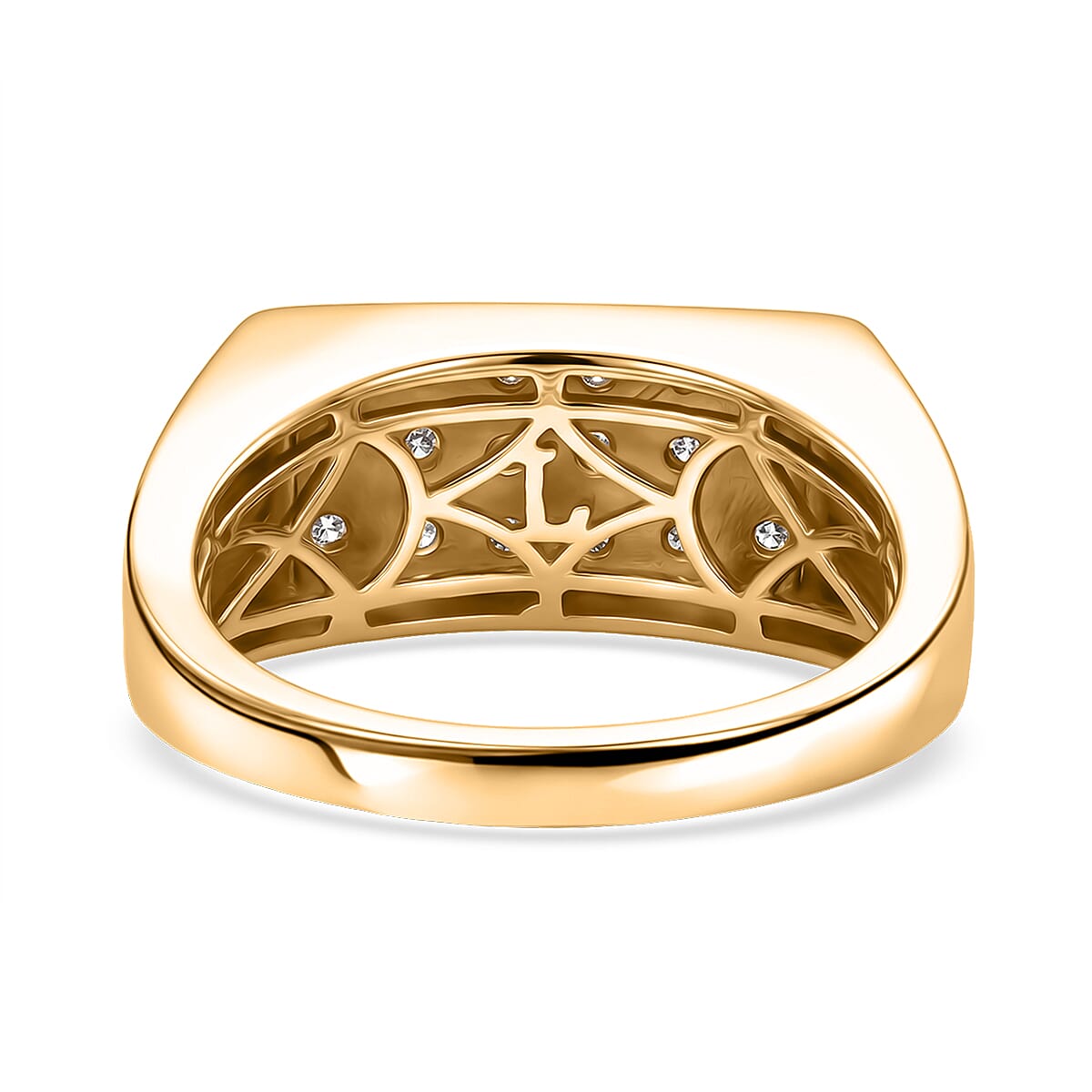 Luxuriant Lab Grown Diamond G-H SI 1.00 ctw Men's Ring in 18K Vermeil Yellow Gold Over Sterling Silver (Size 12.0)