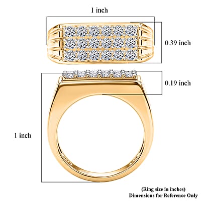 Luxuriant Lab Grown Diamond G-H SI 1.00 ctw Men's Ring in 18K Vermeil Yellow Gold Over Sterling Silver (Size 12.0)