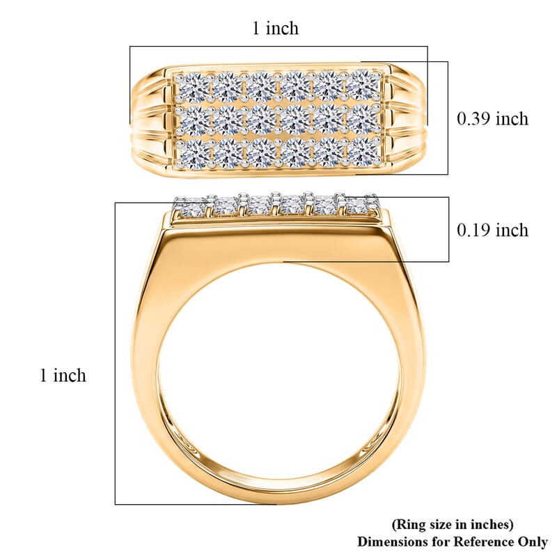 Luxuriant Lab Grown Diamond G-H SI 1.00 ctw Men's Ring in 18K Vermeil Yellow Gold Over Sterling Silver (Size 13.0)