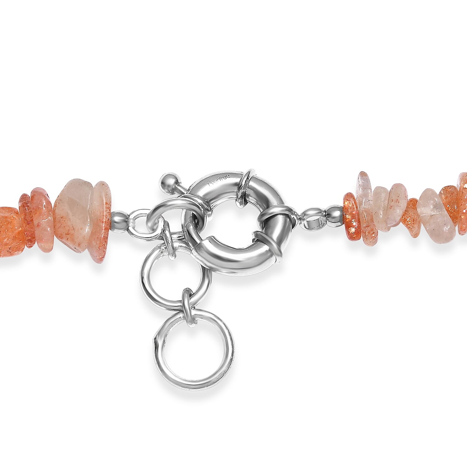 EverTrue Sunstone and Peach Moonstone 340.00 ctw Chips Beaded Necklace in Platinum Bond 18 Inches