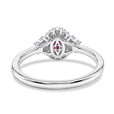 D'Joy Malawi Magenta Garnet and White Zircon 1.15 ctw Royal Magenta Glow Ring in Rhodium Over Sterling Silver (Size 10.0)