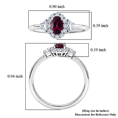 D'Joy Malawi Magenta Garnet and White Zircon 1.15 ctw Royal Magenta Glow Ring in Rhodium Over Sterling Silver (Size 10.0)