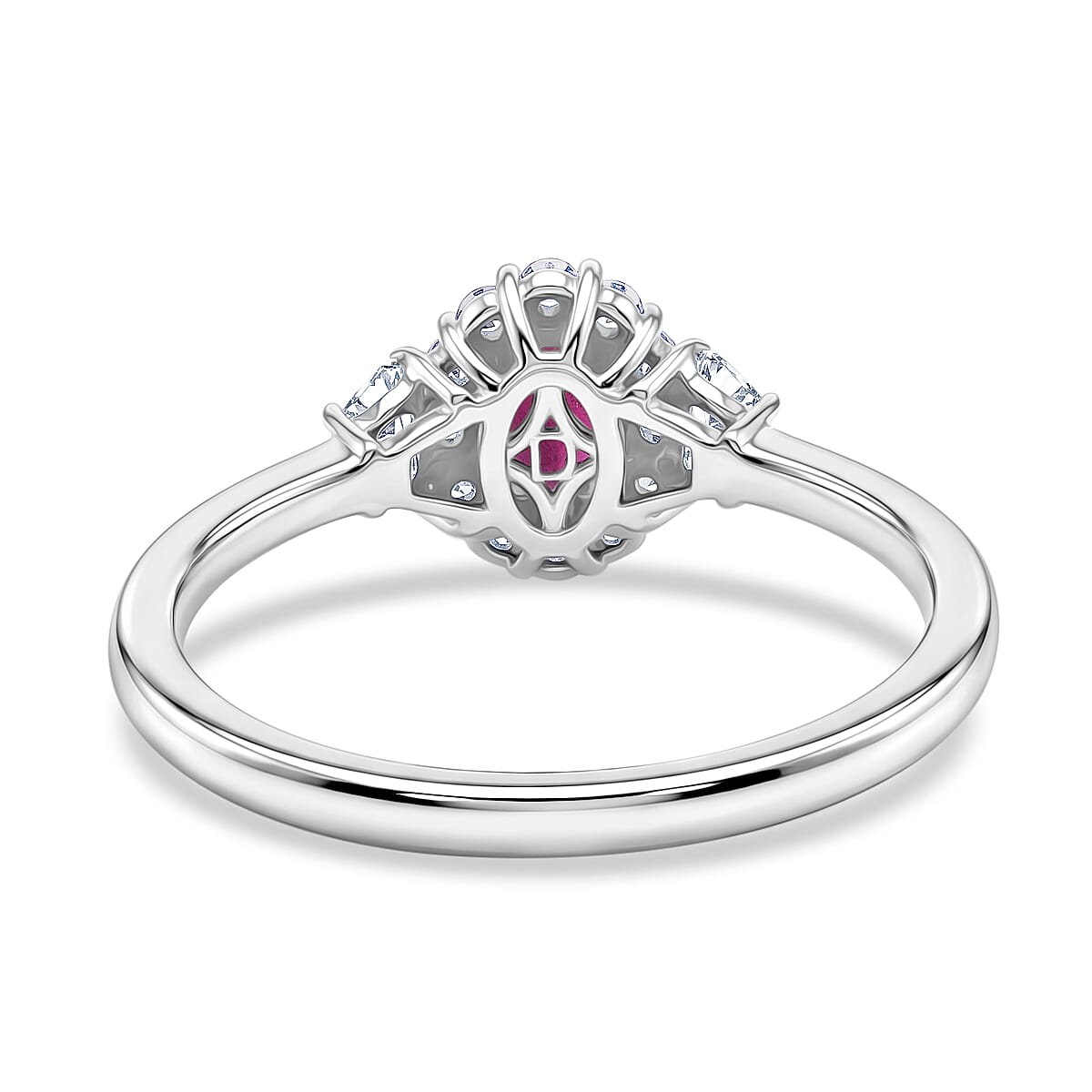 D'Joy Malawi Magenta Garnet and White Zircon 1.15 ctw Royal Magenta Glow Ring in Rhodium Over Sterling Silver (Size 7.0)