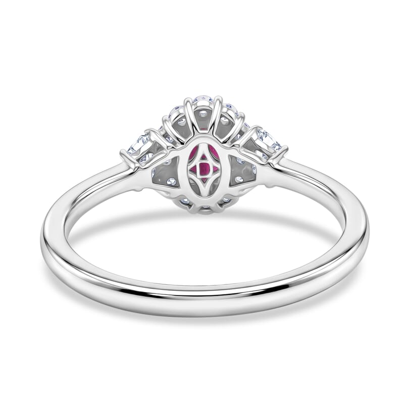 D'Joy Malawi Magenta Garnet and White Zircon 1.15 ctw Royal Magenta Glow Ring in Rhodium Over Sterling Silver (Size 7.0)