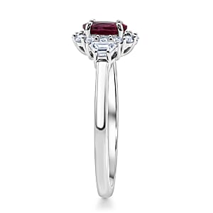 D'Joy Malawi Magenta Garnet and White Zircon 1.15 ctw Royal Magenta Glow Ring in Rhodium Over Sterling Silver (Size 9.0)