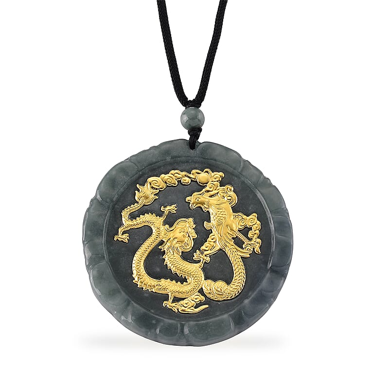 Natural Olmec Jadeite 155.00 ctw Carved Necklace in 24K Yellow Gold (28 Inches)