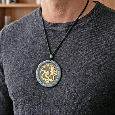 Natural Olmec Jadeite 155.00 ctw Carved Necklace in 24K Yellow Gold (28 Inches)