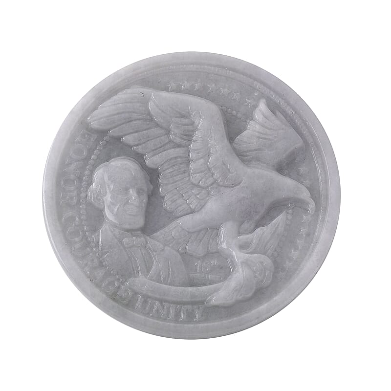 Natural Jade Flying Eagle with Liberty Carved Decoration Bar 150.00 ctw