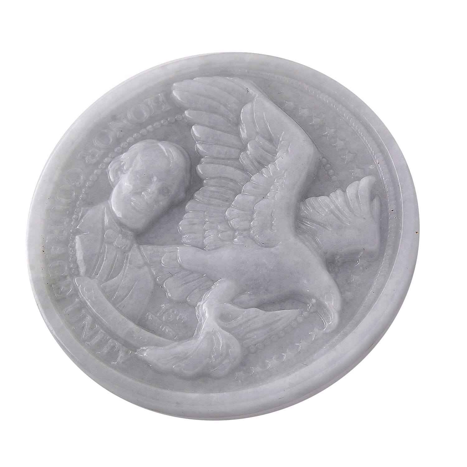 Natural Jade Flying Eagle with Liberty Carved Decoration Bar 150.00 ctw
