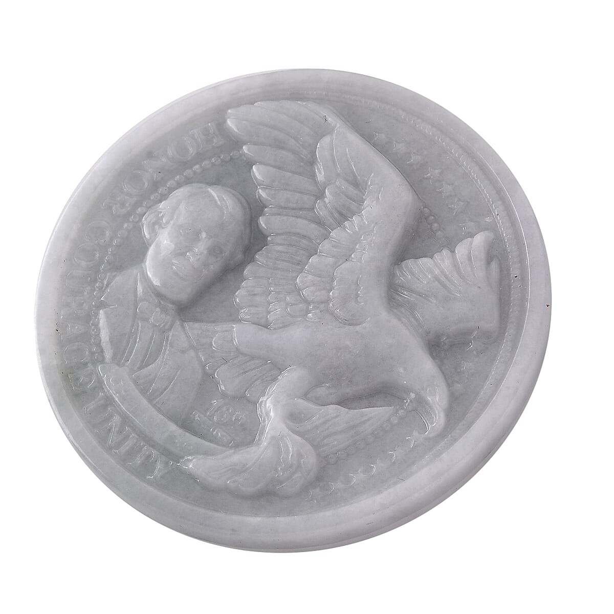 Natural Jade Flying Eagle with Liberty Carved Decoration Bar 150.00 ctw image number 2