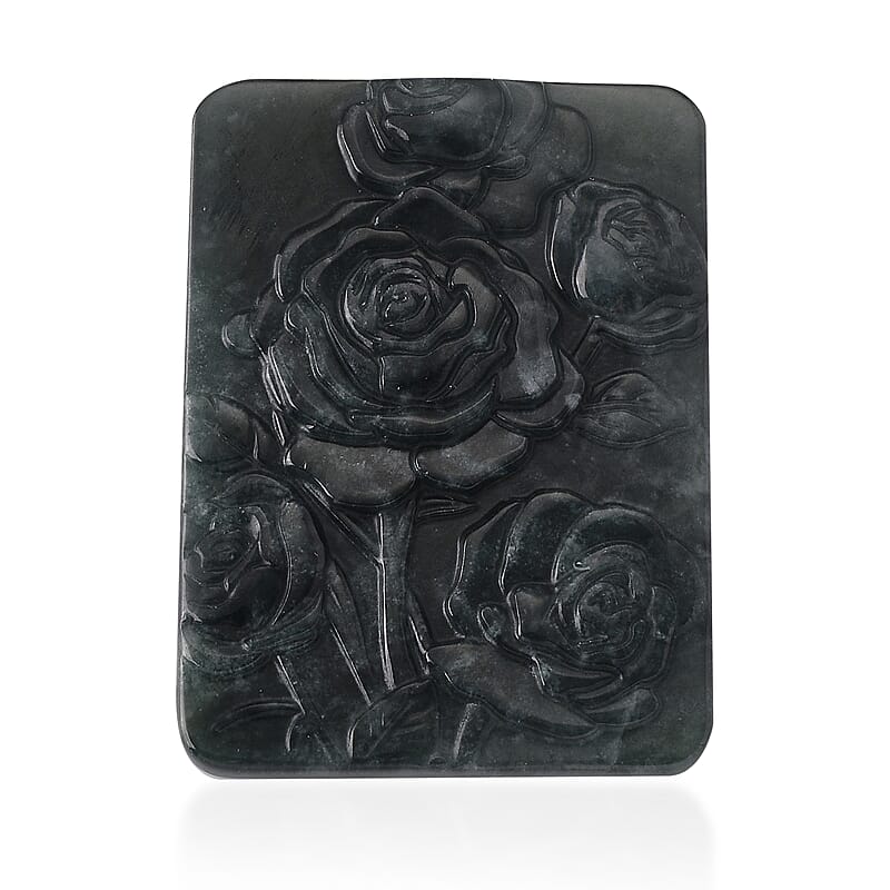 Natural Olmec Jadeite Carved Rose Bar (55x45mm) 135.00 ctw