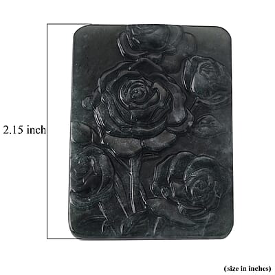 Natural Olmec Jadeite Carved Rose Bar (55x45mm) 135.00 ctw