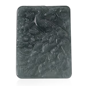Natural Olmec Jadeite Carved Peacock Bar (55x45mm) 135.00 ctw