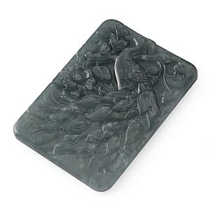 Natural Olmec Jadeite Carved Peacock Bar (55x45mm) 135.00 ctw