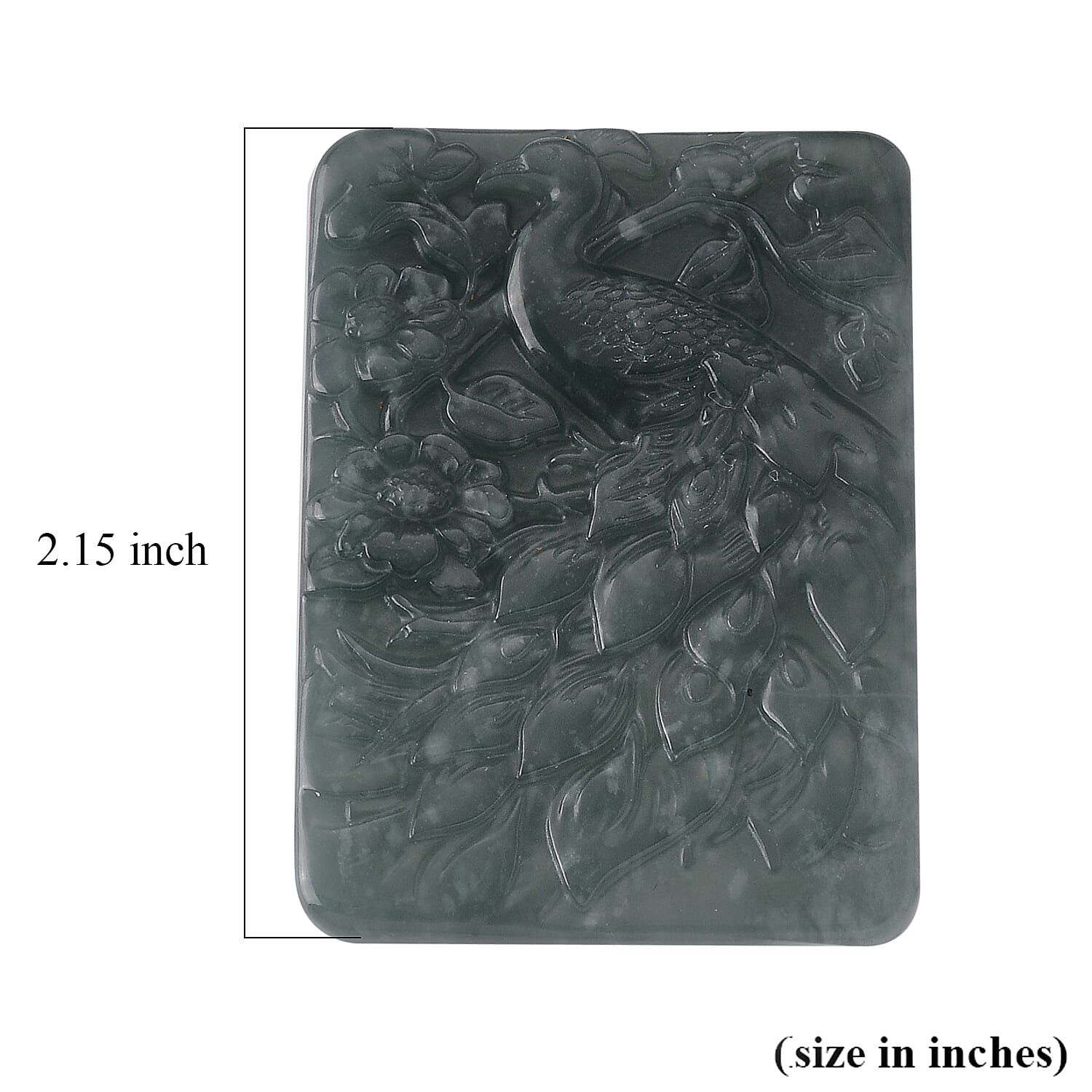 Natural Olmec Jadeite Carved Peacock Bar (55x45mm) 135.00 ctw