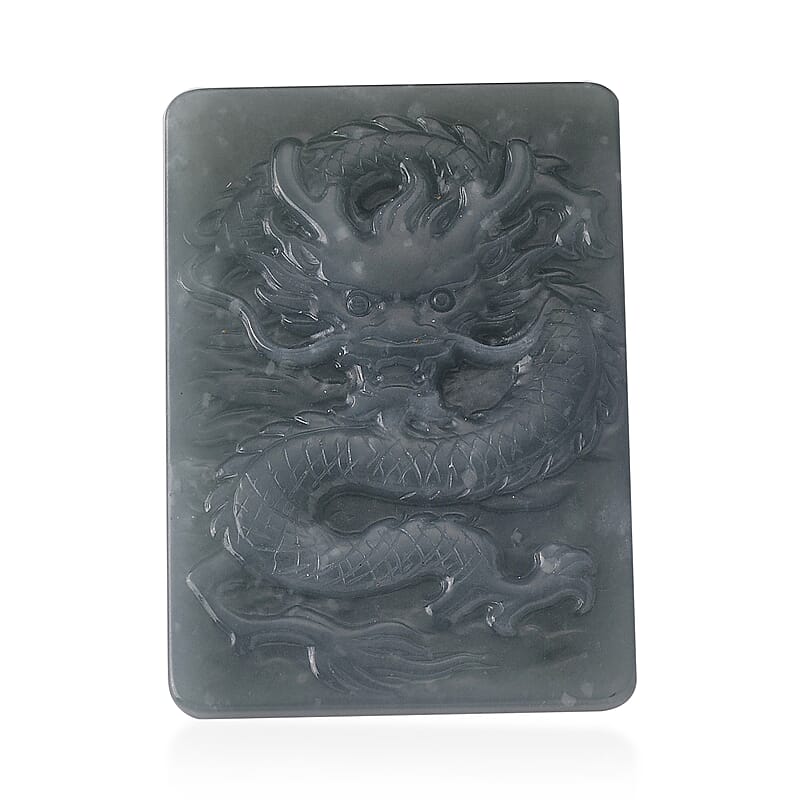 Natural Olmec Jadeite Carved Dragon Bar (55x45mm) 135.00 ctw