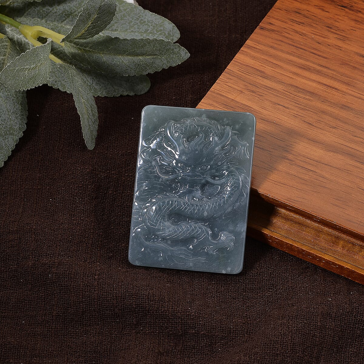 Natural Olmec Jadeite Carved Dragon Bar (55x45mm) 135.00 ctw image number 1