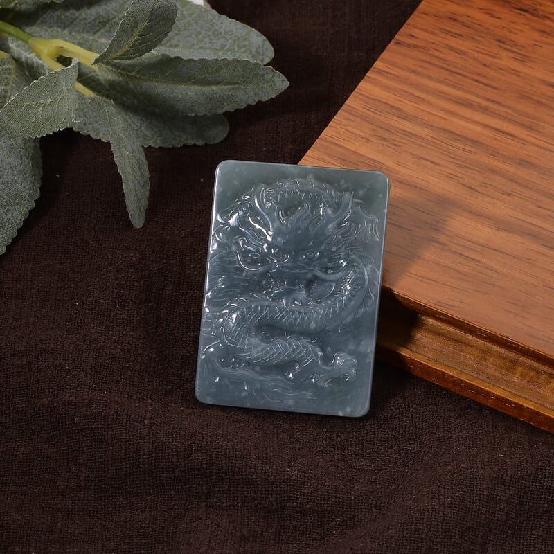 Natural Olmec Jadeite Carved Dragon Bar (55x45mm) 135.00 ctw