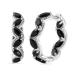 EverTrue Thai Black Spinel 6.60 ctw Midnight Twist Elegance Earrings in Platinum Bond