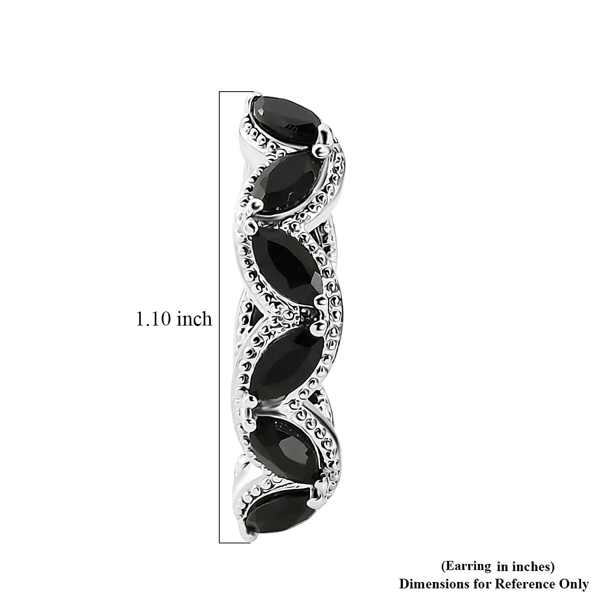 EverTrue Thai Black Spinel 6.60 ctw Midnight Twist Elegance Earrings in Platinum Bond image number 4