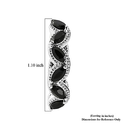 EverTrue Thai Black Spinel 6.60 ctw Midnight Twist Elegance Earrings in Platinum Bond