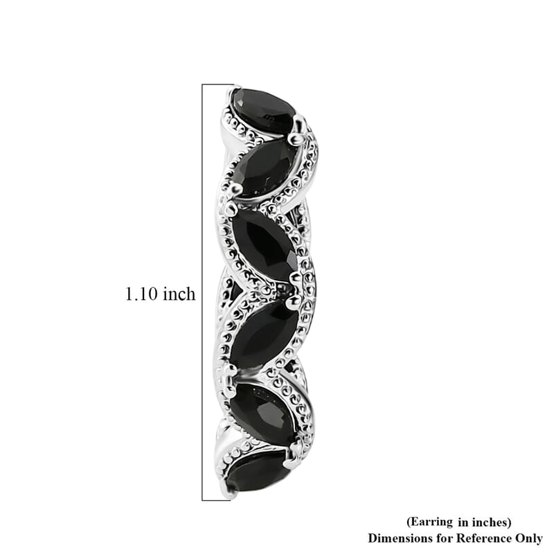 EverTrue Thai Black Spinel 6.60 ctw Midnight Twist Elegance Earrings in Platinum Bond