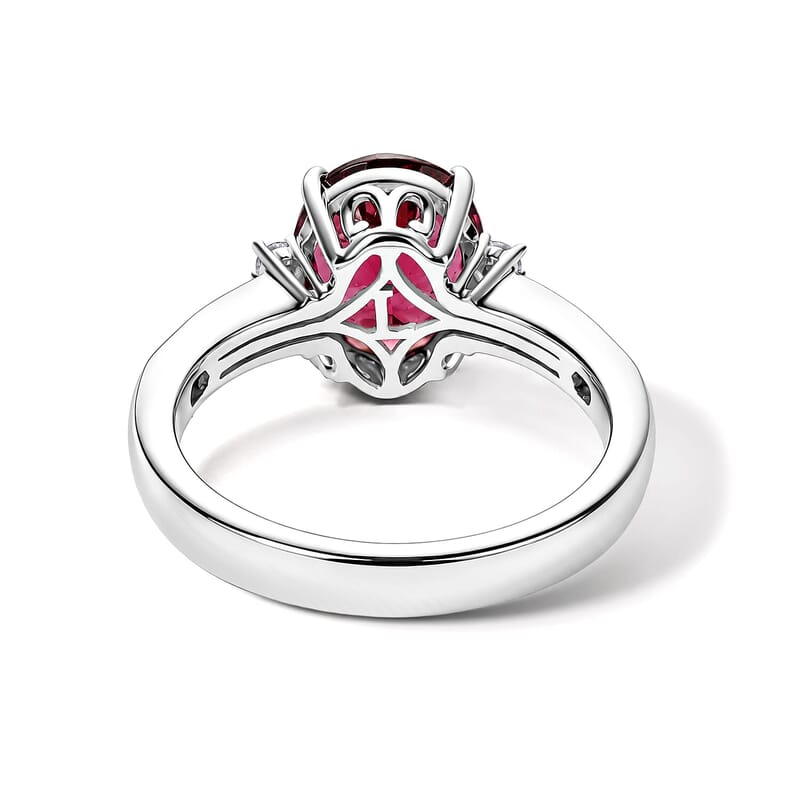 SGL Certified AAA Malawi Magenta Garnet and Luxuriant Lab Grown Diamond G-H SI 3.50 ctw Firelight Crown Ring in 10K White Gold (Size  5.0)